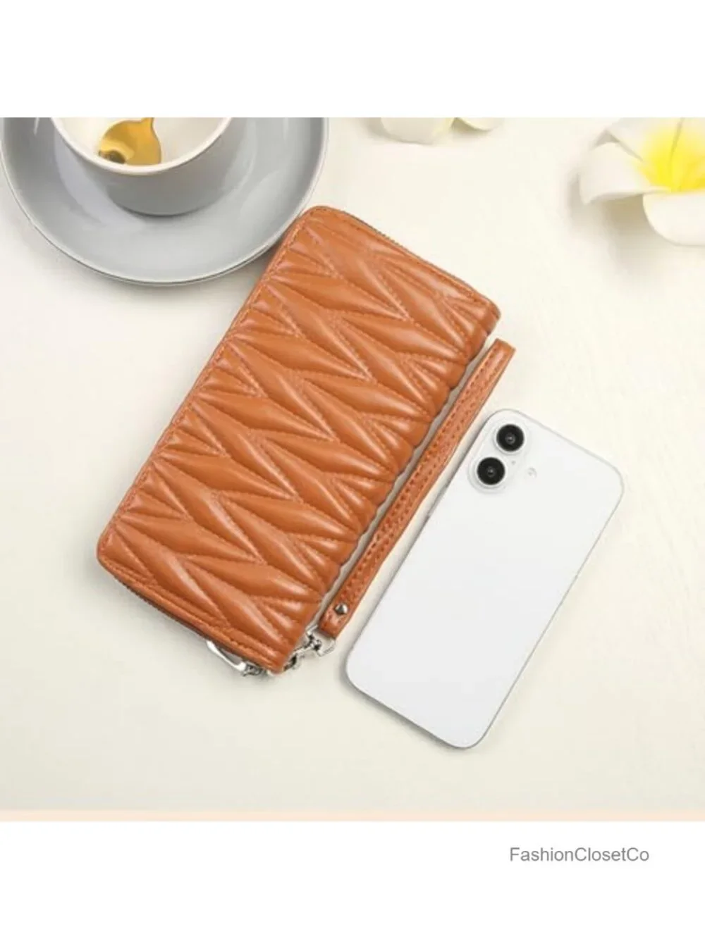 Large Capacity RFID Blocking Vegan Leather Wristlet Wallet Clutch Purse